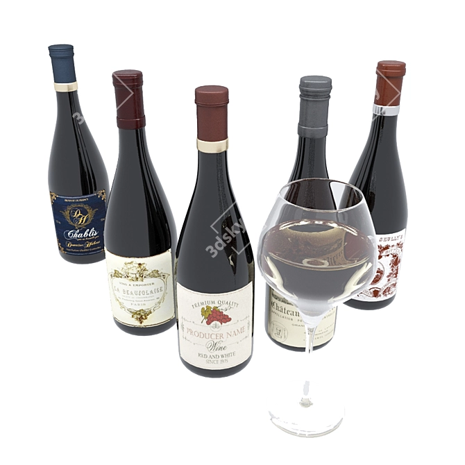 Deluxe Wine Bottle Set 3D model image 8