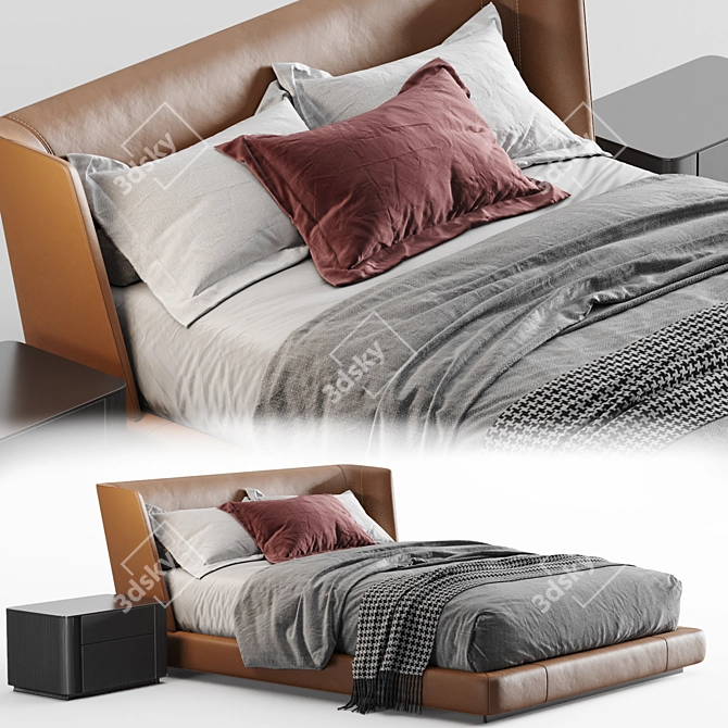 Luxurious Minotti Reeves Bed: Sleek Design & Superior Comfort 3D model image 1