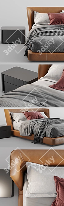 Luxurious Minotti Reeves Bed: Sleek Design & Superior Comfort 3D model image 3