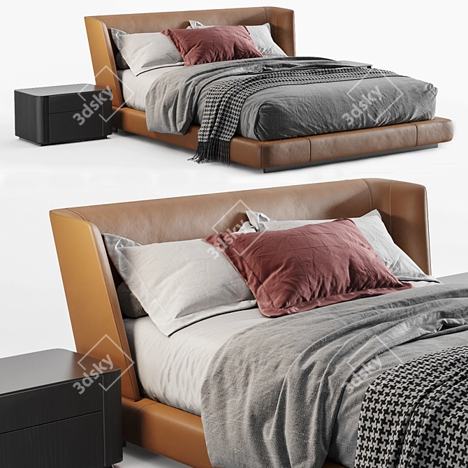 Luxurious Minotti Reeves Bed: Sleek Design & Superior Comfort 3D model image 4