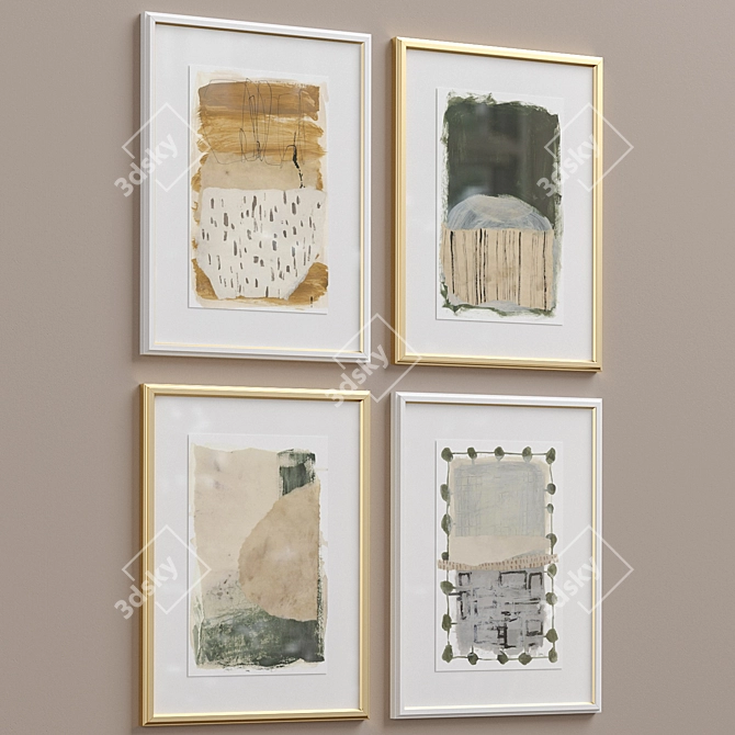 Beige Green Abstract Framed Prints 3D model image 2