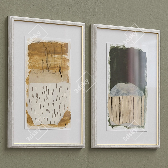 Beige Green Abstract Framed Prints 3D model image 3