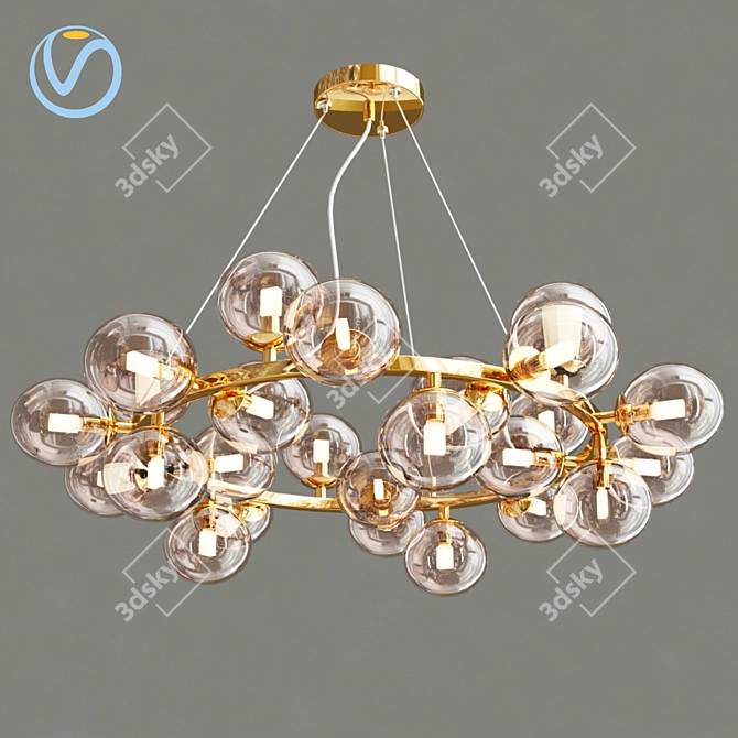 Modern 25-Light Gold Chandelier 3D model image 1