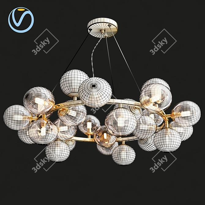 Modern 25-Light Gold Chandelier 3D model image 2