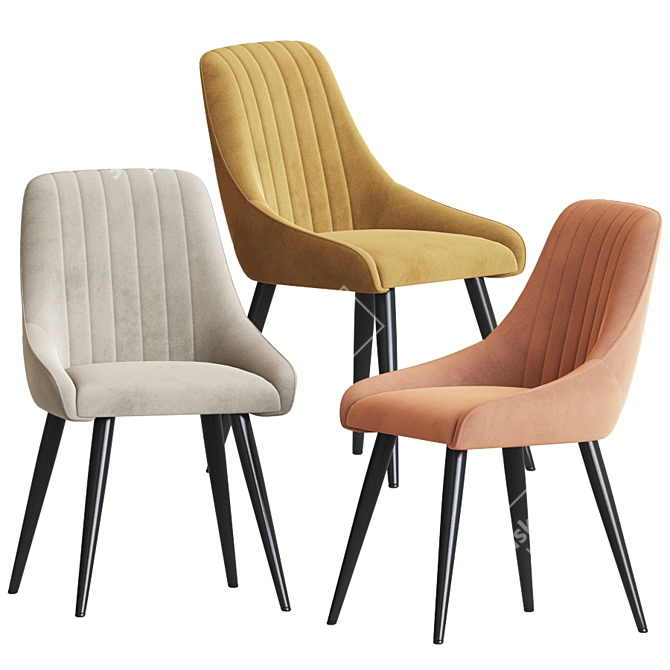 Luxurious Chipman Velvet Side Chair 3D model image 1