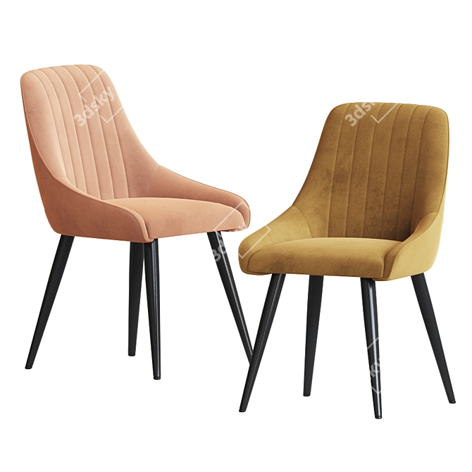 Luxurious Chipman Velvet Side Chair 3D model image 2