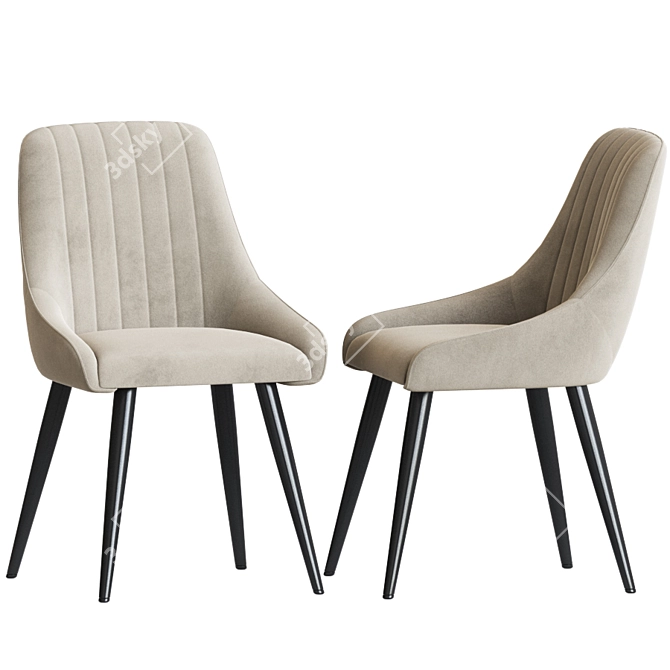 Luxurious Chipman Velvet Side Chair 3D model image 3