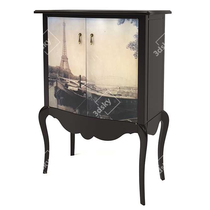 Elegant Montigny Paris Jewelry Cabinet 3D model image 2