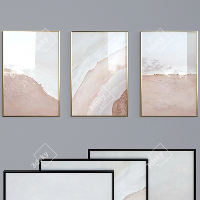 Abstract Canvas Painting with Frame 3D model image 1