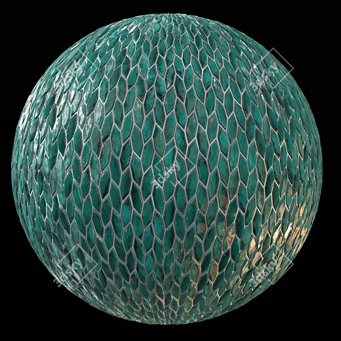 Seamless Teal Tile Material Kit 3D model image 1