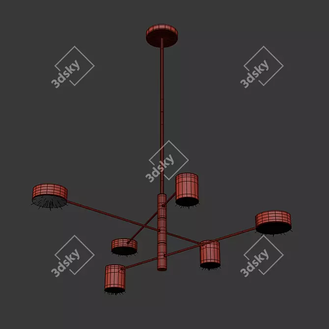 Satin Brass Emma Chandelier 3D model image 2