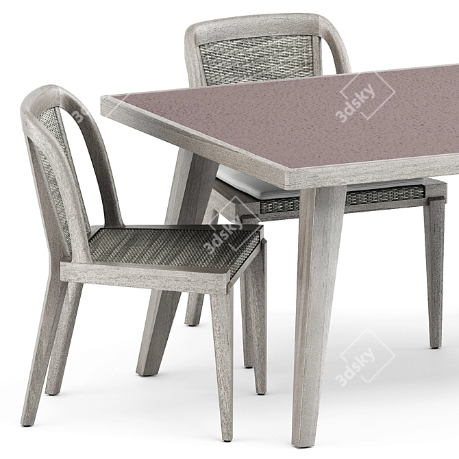 Rock Garden Side Chair & Dining Table Set 3D model image 2