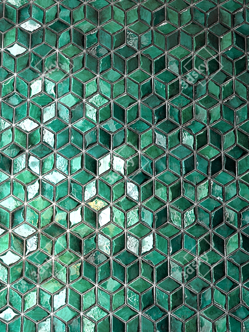 Seamless Teal Tile PBR 3D model image 2