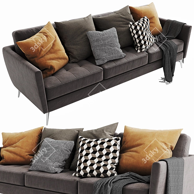 Modern Boconcept Osaka 3-Seater Sofa 3D model image 5