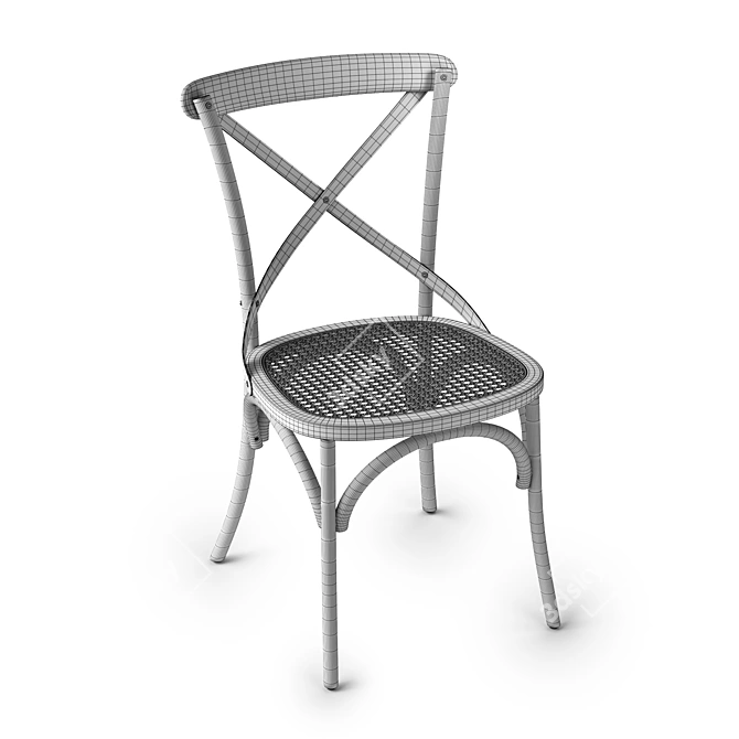 Oak and Wicker Chair: Crafted Elegance 3D model image 2