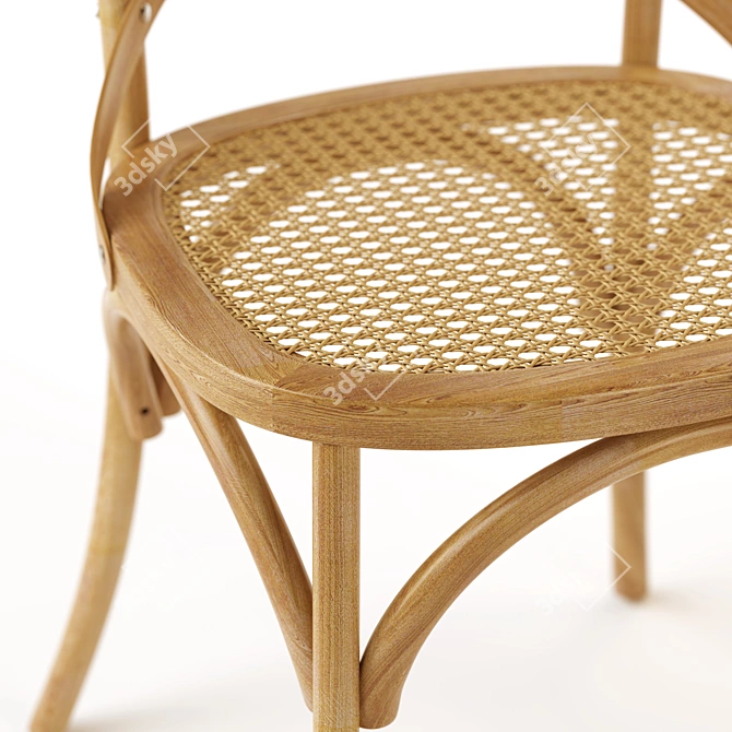 Oak and Wicker Chair: Crafted Elegance 3D model image 4