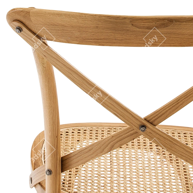 Oak and Wicker Chair: Crafted Elegance 3D model image 5