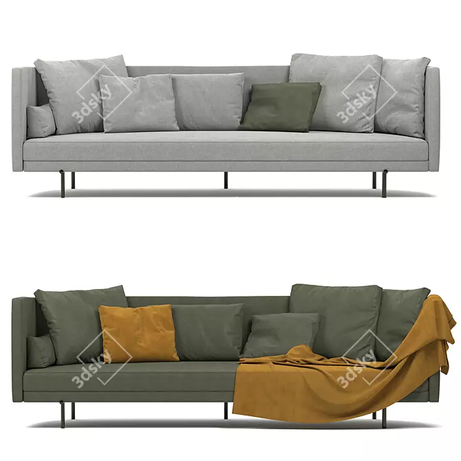 Japanese-inspired Minotti Torii Sofa: Elegant Simplicity 3D model image 2