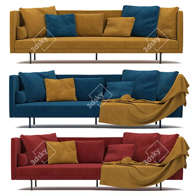 Japanese-inspired Minotti Torii Sofa: Elegant Simplicity 3D model image 3