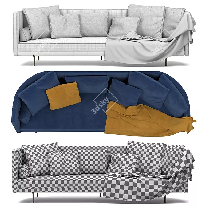 Japanese-inspired Minotti Torii Sofa: Elegant Simplicity 3D model image 5