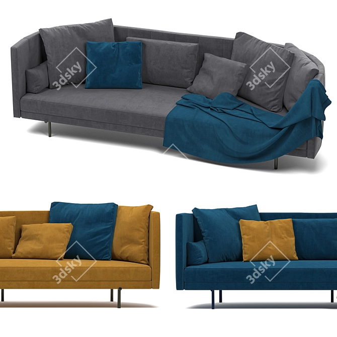 Japanese-inspired Minotti Torii Sofa: Elegant Simplicity 3D model image 6