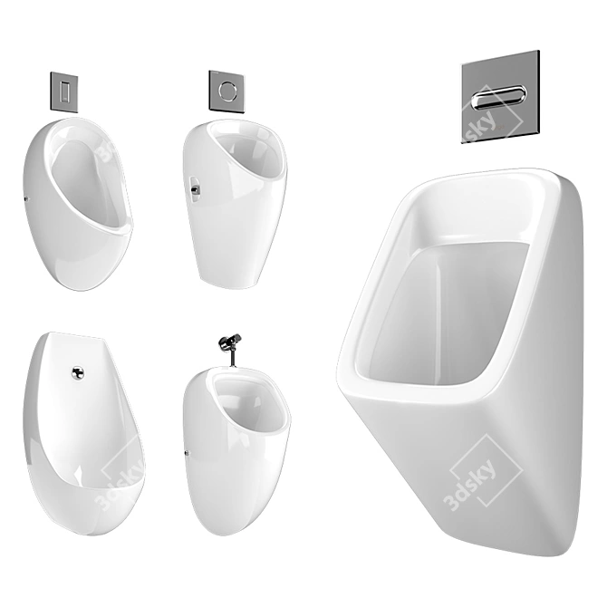 Smart Flush Urinal Set 3D model image 1