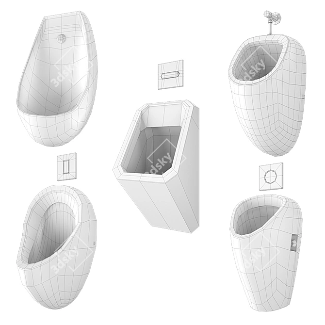 Smart Flush Urinal Set 3D model image 3