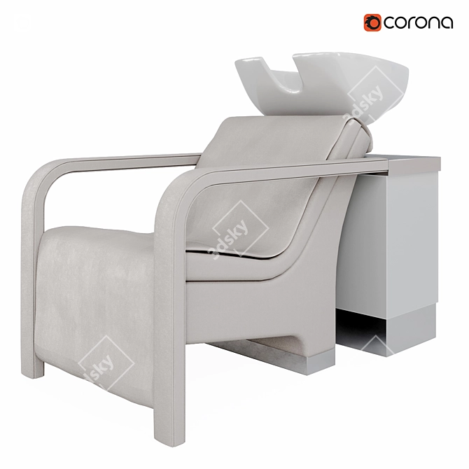 Modern Hairdresser Wash with Vinyl Upholstered Armrests 3D model image 6