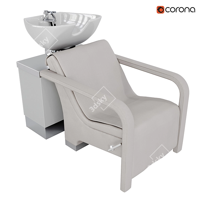 Modern Hairdresser Wash with Vinyl Upholstered Armrests 3D model image 7