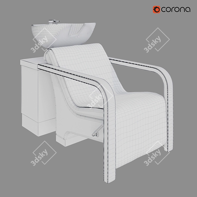 Modern Hairdresser Wash with Vinyl Upholstered Armrests 3D model image 9