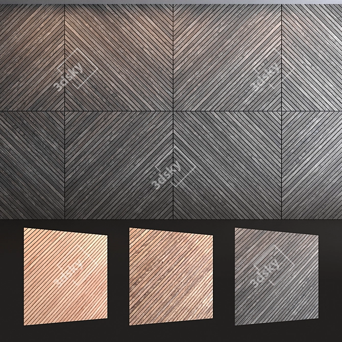 Versatile Wood Wall Panels Set 3D model image 2