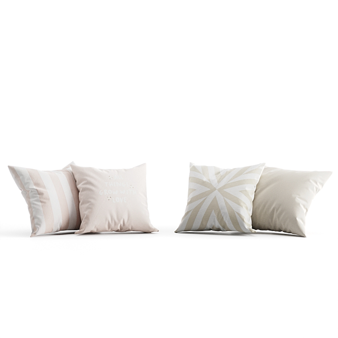 Cozy H&M Beige Pillow Set 3D model image 1