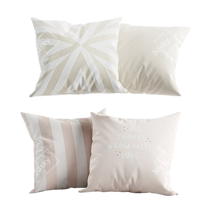 Cozy H&M Beige Pillow Set 3D model image 5