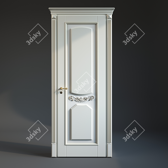 Vintage White Wooden Doors with Patina 3D model image 1