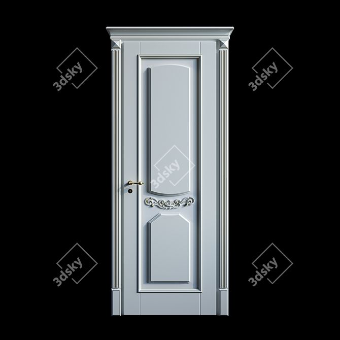 Vintage White Wooden Doors with Patina 3D model image 3