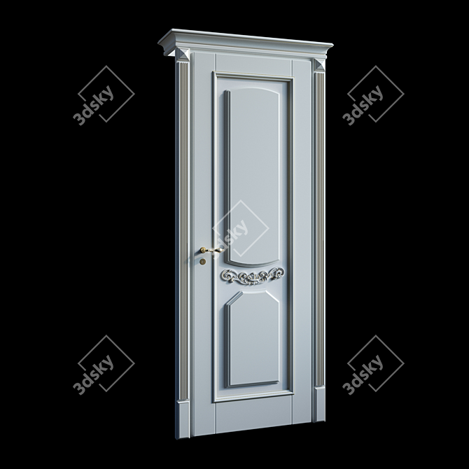 Vintage White Wooden Doors with Patina 3D model image 4