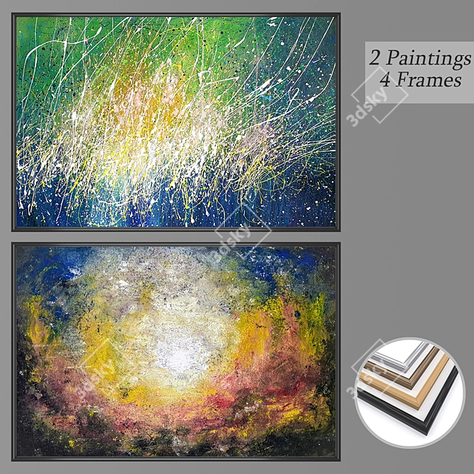 Abstract Art Set with Multiple Frames 3D model image 3