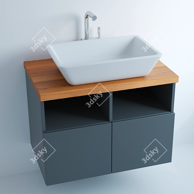 High-Tech Vanity Unit with Stylish Basin 3D model image 1