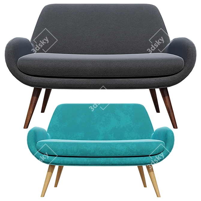 Customizable 2 Seater Sofa 3D model image 2