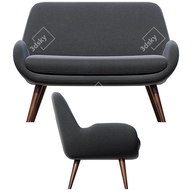 Customizable 2 Seater Sofa 3D model image 3