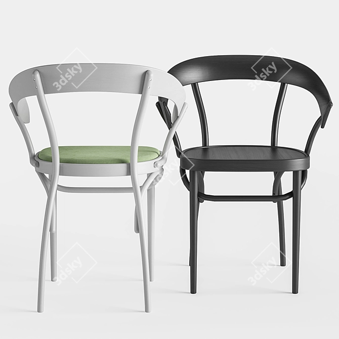 Bent Beechwood Armchair: Sleek and Stylish 3D model image 1