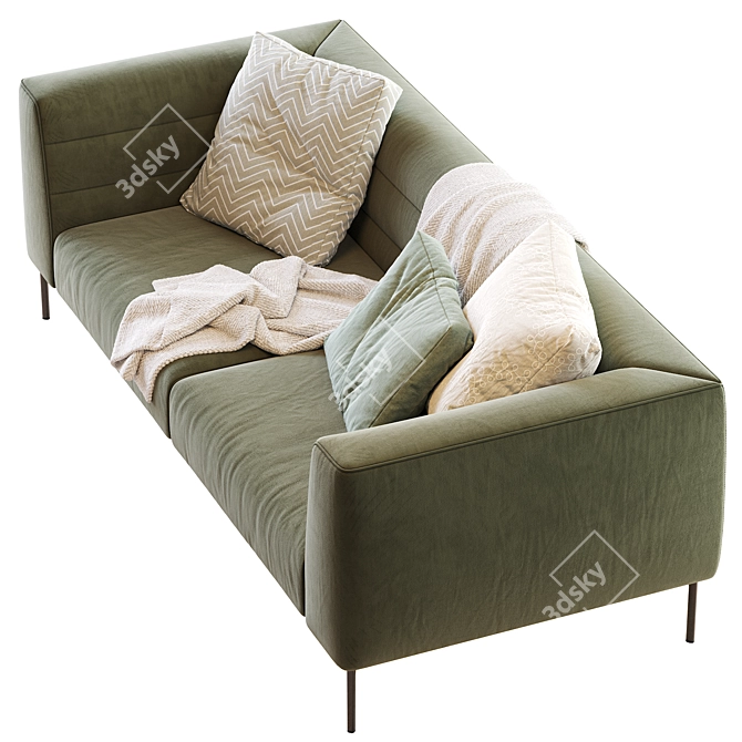 Elegant Botero Sofa: H 71 x 208 x 92 3D model image 2