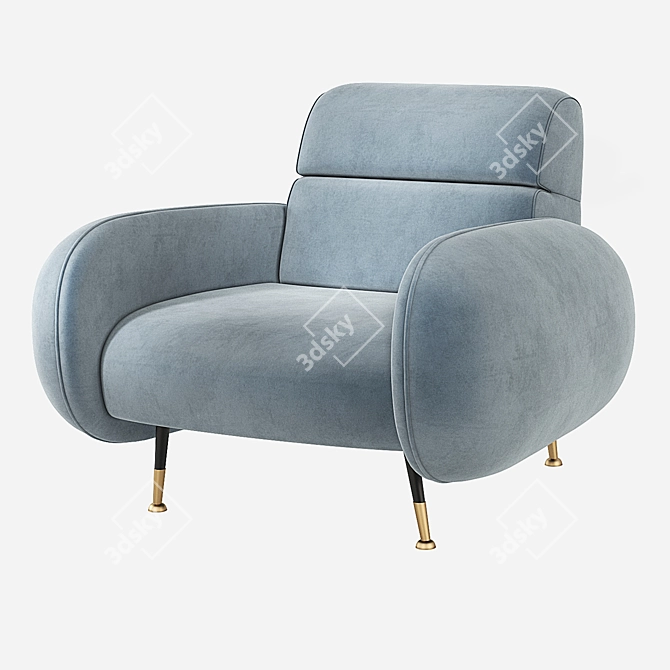 Luxurious Marco Velvet Armchair - Essential Home 3D model image 1