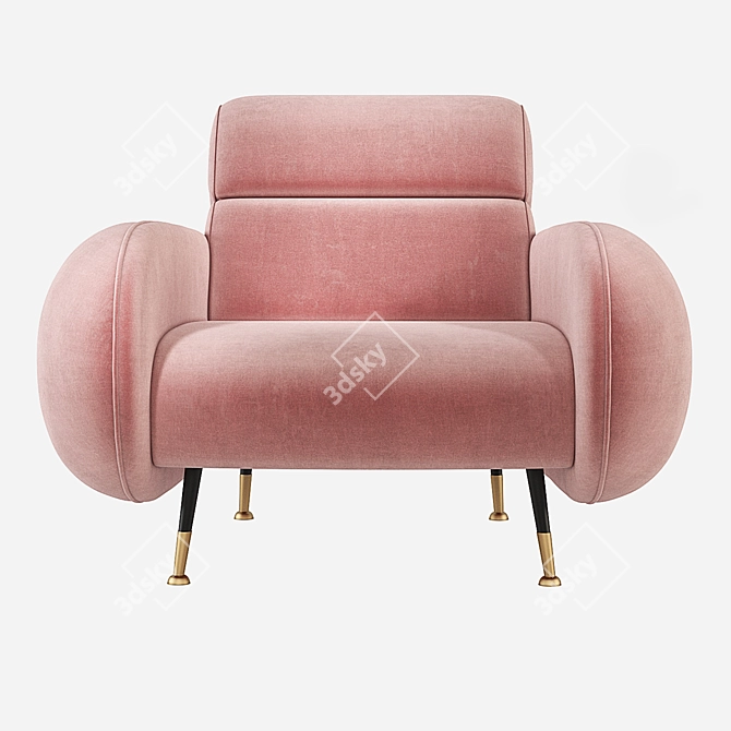 Luxurious Marco Velvet Armchair - Essential Home 3D model image 2