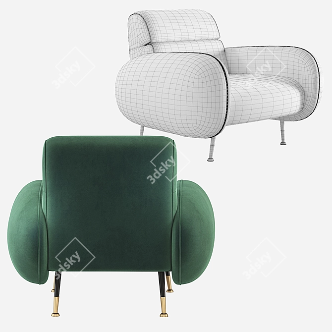 Luxurious Marco Velvet Armchair - Essential Home 3D model image 5