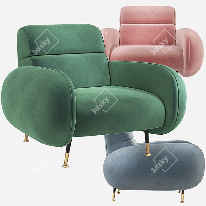 Luxurious Marco Velvet Armchair - Essential Home 3D model image 7