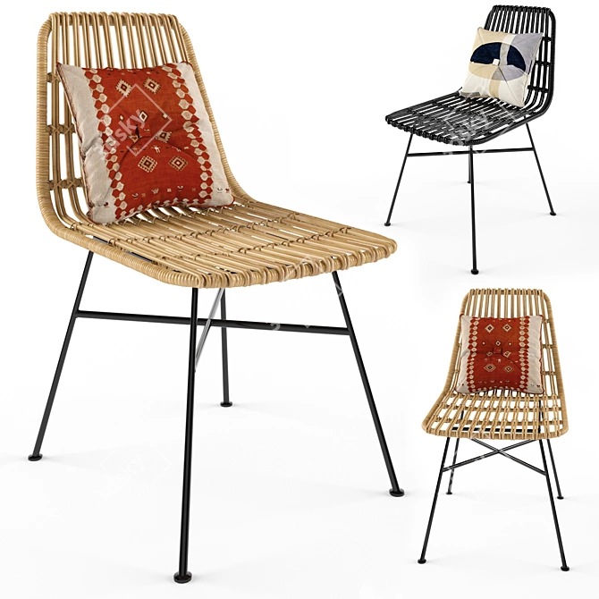 Modern Wicker Costa Chair Set 3D model image 1