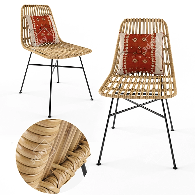 Modern Wicker Costa Chair Set 3D model image 2