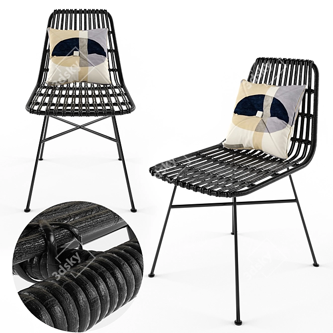 Modern Wicker Costa Chair Set 3D model image 3