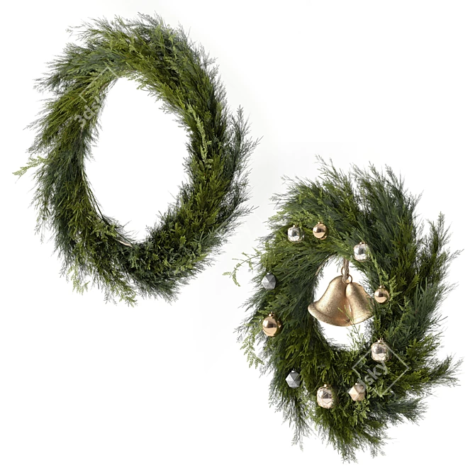 Festive Holiday Wreaths 3D model image 3